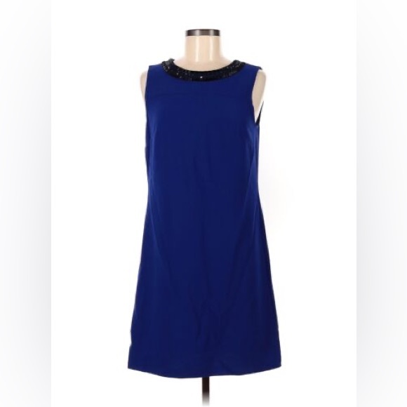 LOFT Dresses & Skirts - Ann Taylor Blue & black sleeveless sheath dress 10